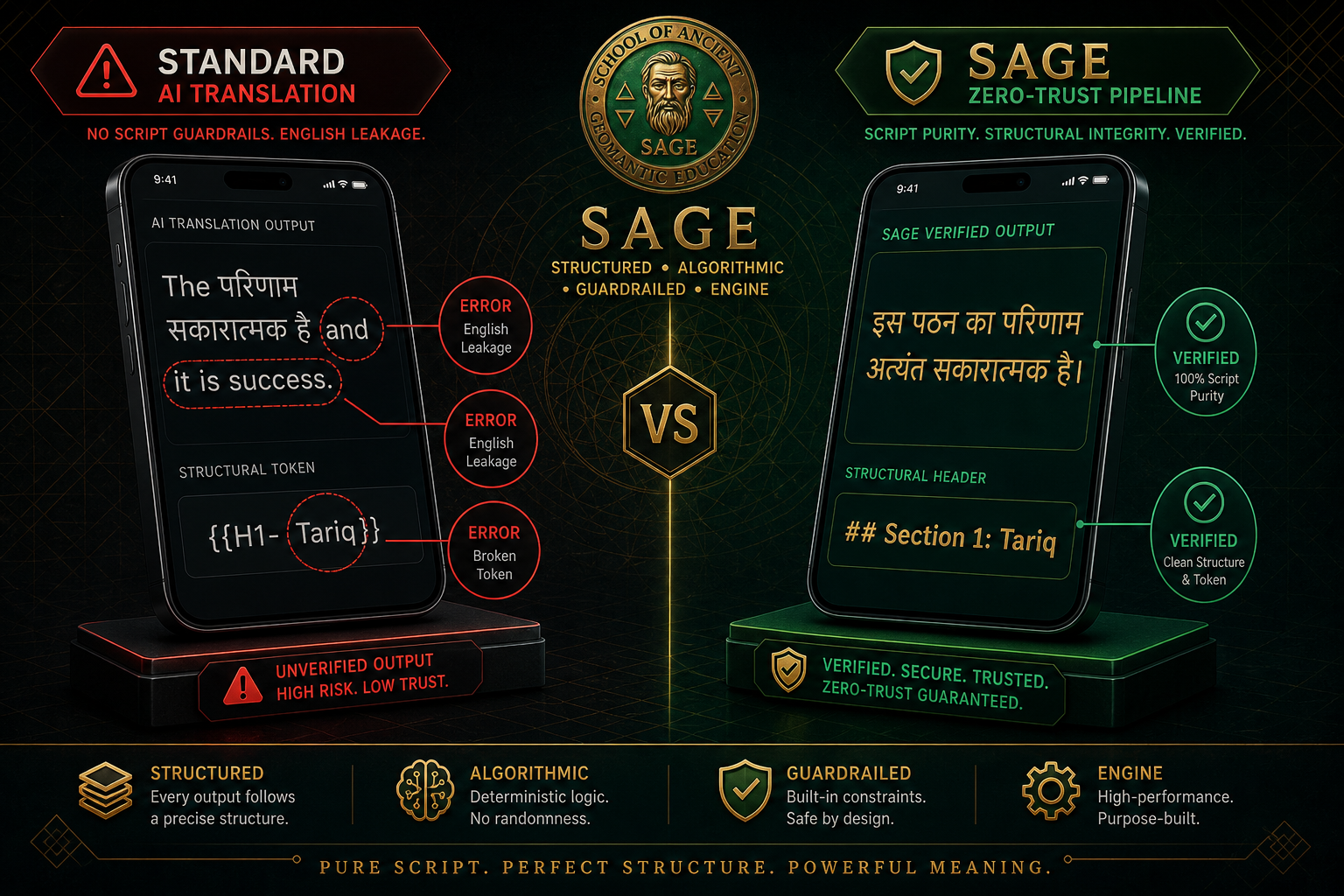 Comparison: Standard AI vs SAGE Zero-Trust Pipeline